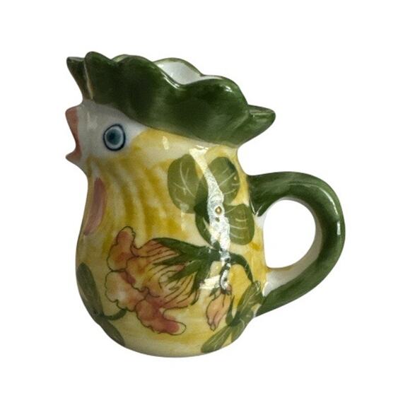 Vintage Mini Rooster Creamer Pitcher Floral Hand Painted Andrea by Sadek - Picture 4 of 9